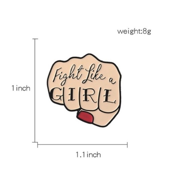 3/$18 NEW Fight Like A Girl Fist Feminist Enamel Pin Brooch - Picture 3 of 4